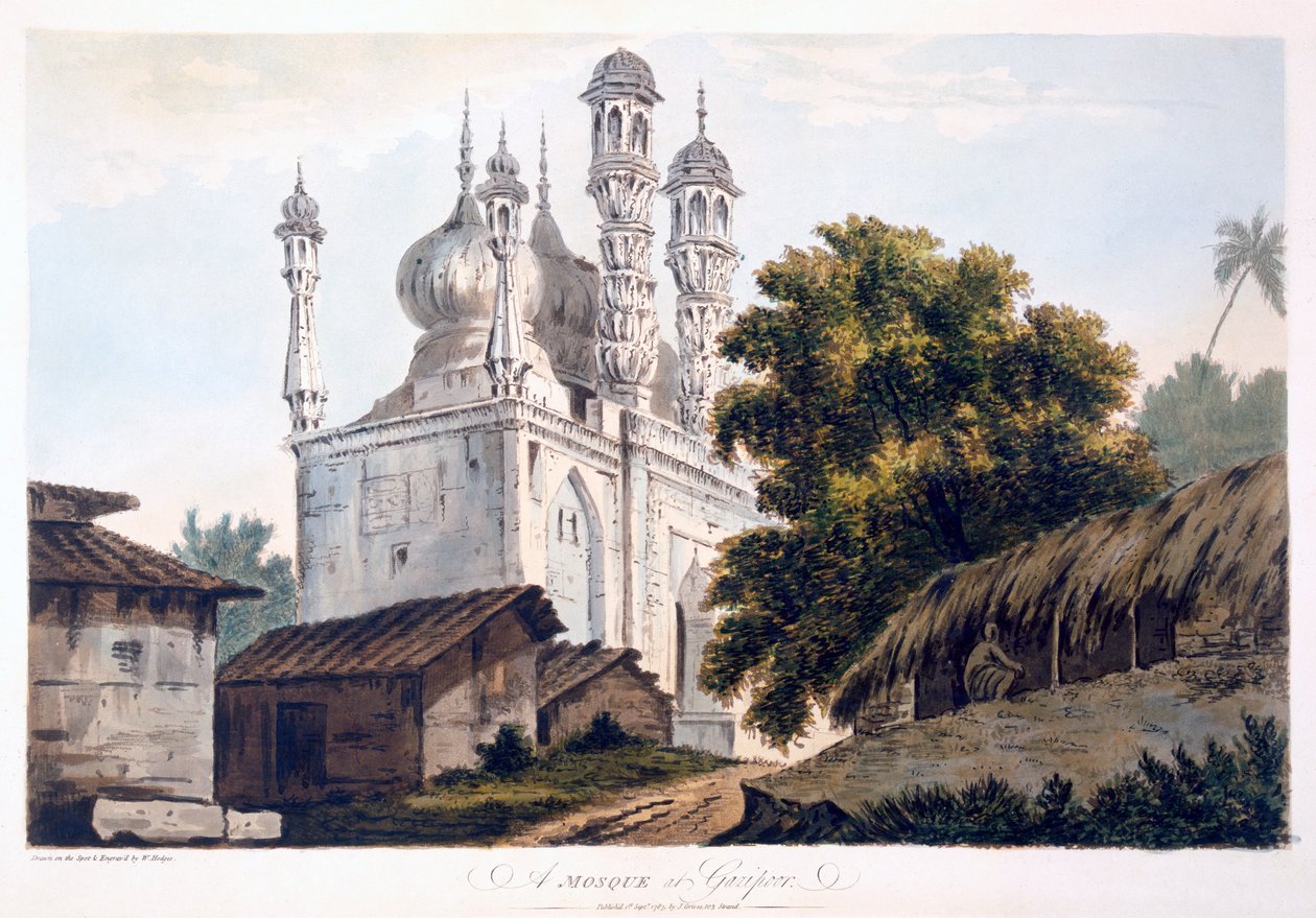 Moskén i Gazipoor, 1787 (akvatint) (se även 179847) av William Hodges