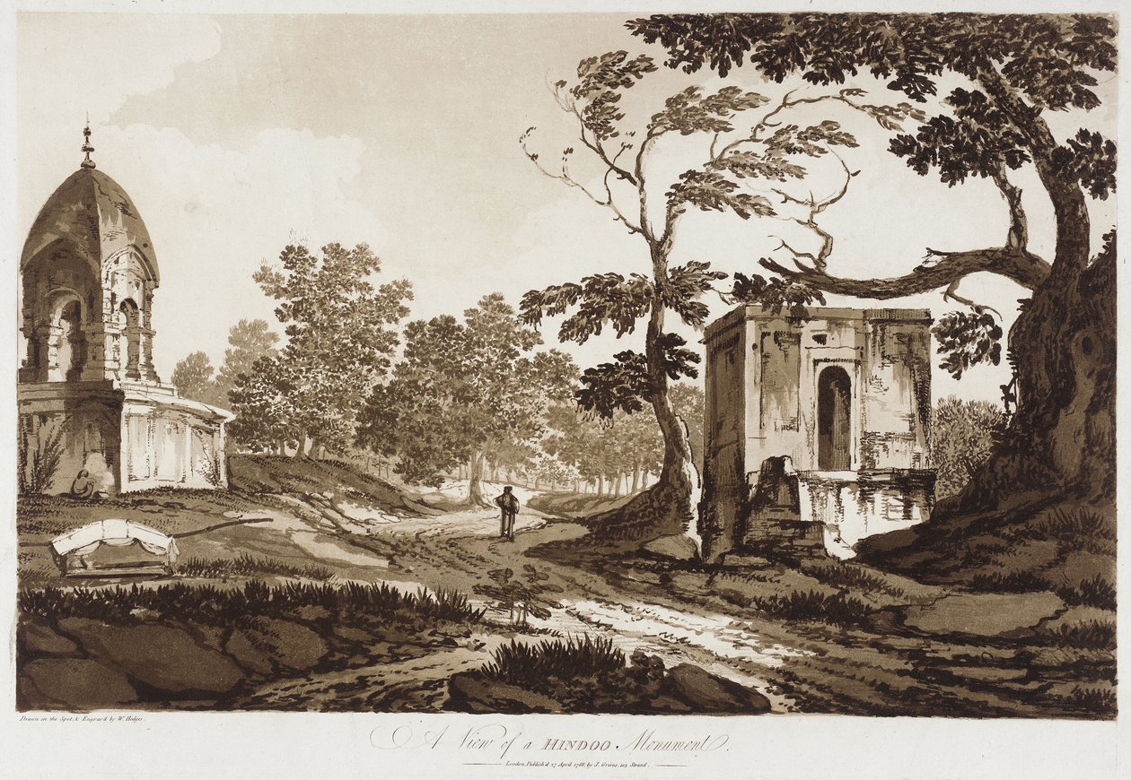 En vy över ett hinduiskt monument [nära Murshidabad, Västbengalen] ur ”Select Views in India” av William Hodges