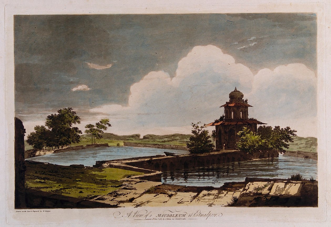 Vy över ett mausoleum vid Etmadpoor av William Hodges