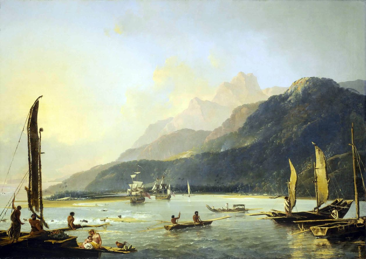 "[En] vy över Maitavie Bay, [på ön] Otaheite [Tahiti] av William Hodges