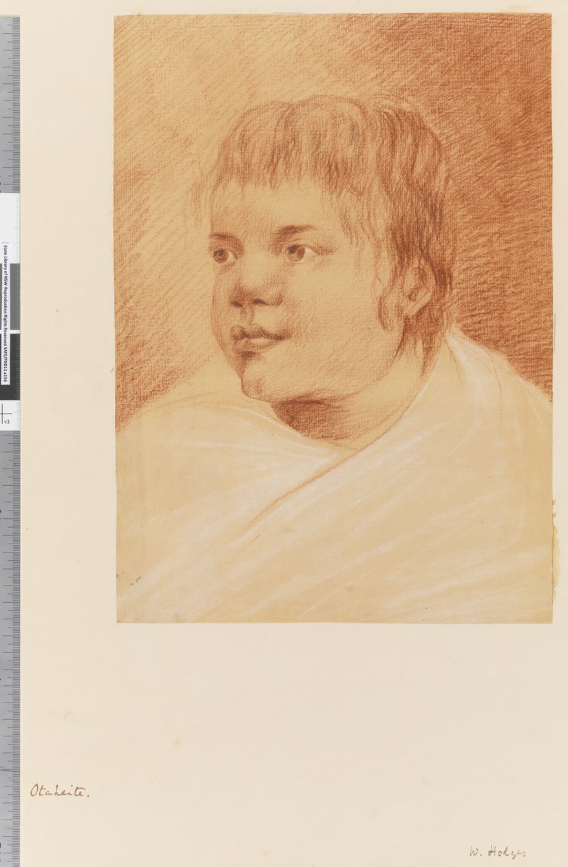 Sida 18 Otaheite infödd, 1768-75 (röd och vit krita) av William Hodges