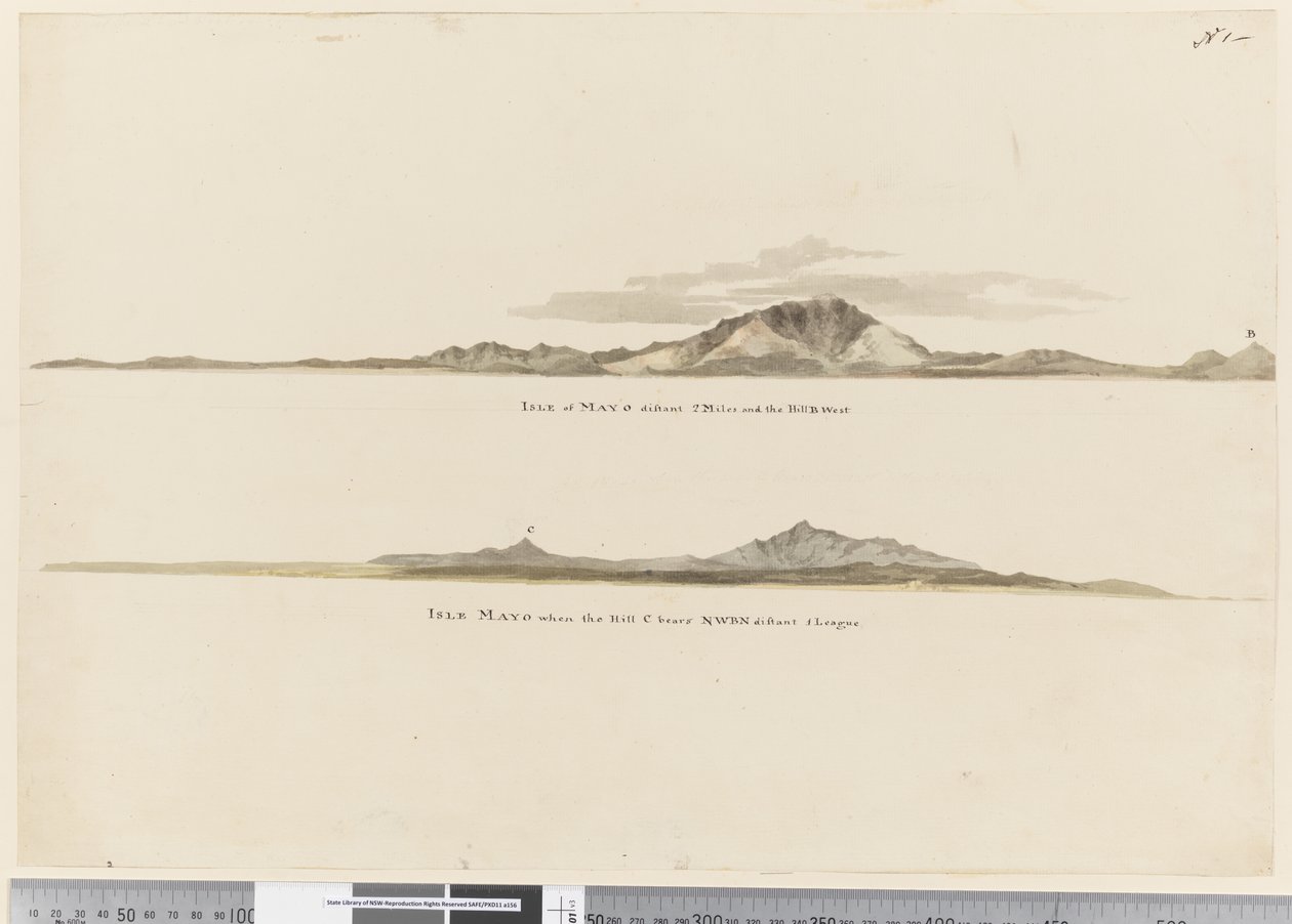Page 1 a) Profil av kusten på Isle of Mayo, Kap Verdeöarna. (b) Profil av kusten på Isle of Mayo Kap Verdeöarna, sedd nordväst av William Hodges