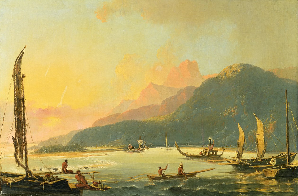 Tahitiska krigsgalärer i Matavai Bay, Tahiti av William Hodges
