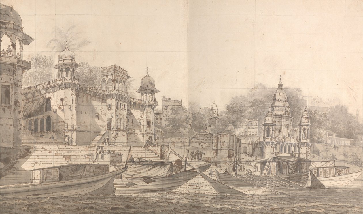 Vy över en del av staden Benares av William Hodges