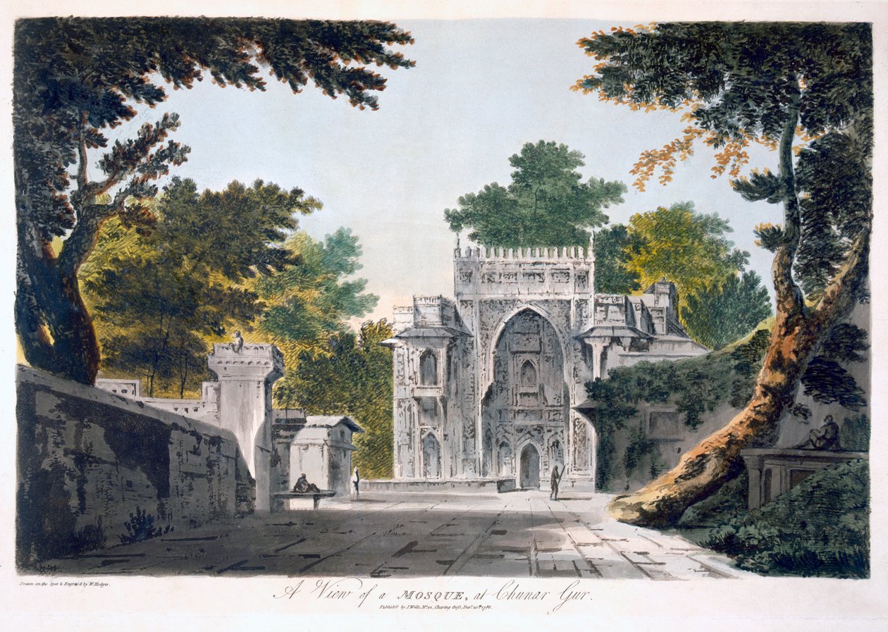 Utsikt över en moské i Chunar Gur, 1786 (akvatint) av William Hodges