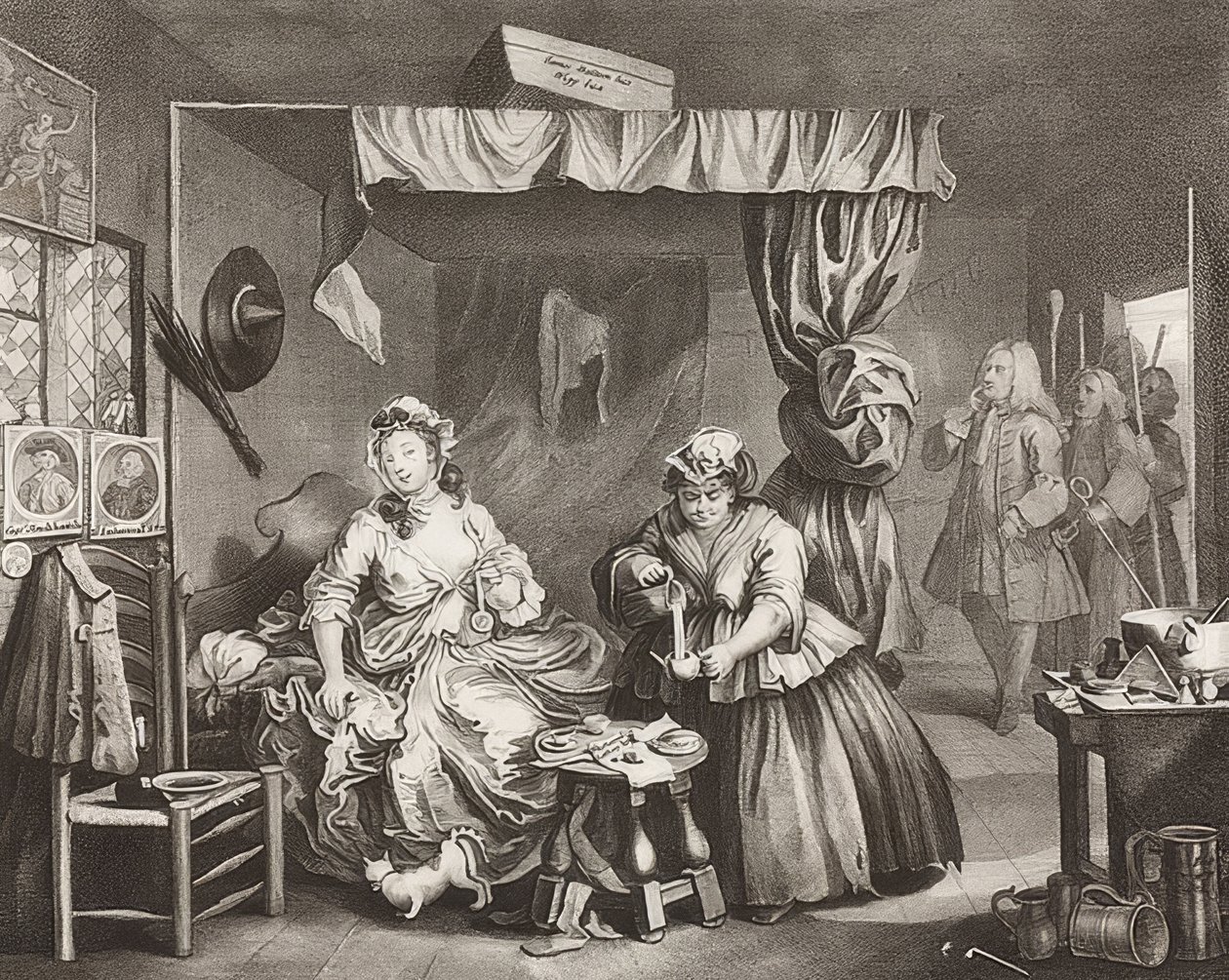 En sköka? S Framsteg / En horas väg, blad 3: arresteringen. 1732 av William Hogarth