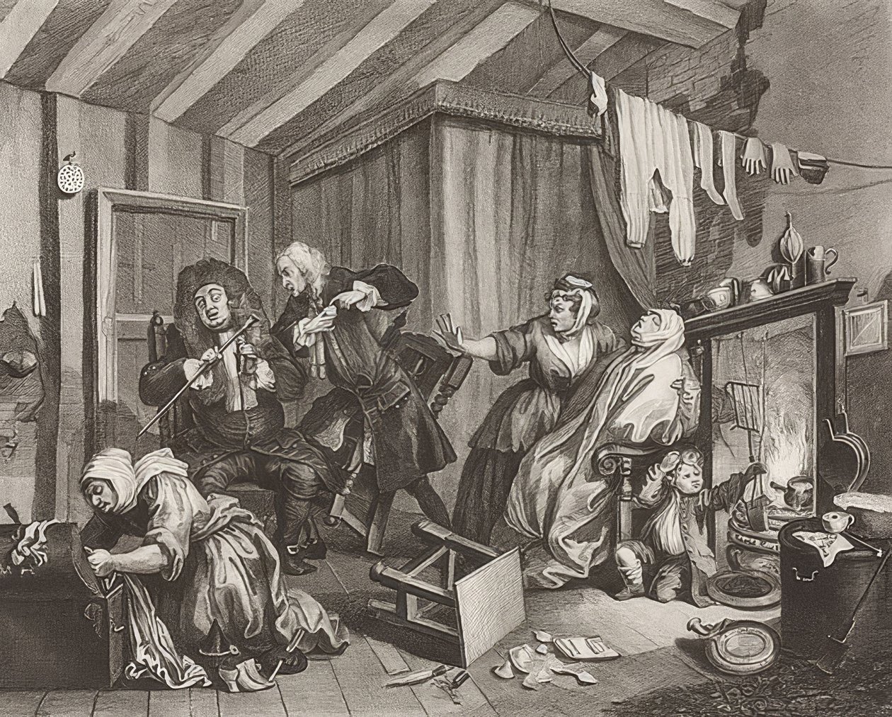 En sköka?S Framsteg / Horans väg. Blad 5: Död. 1732 av William Hogarth
