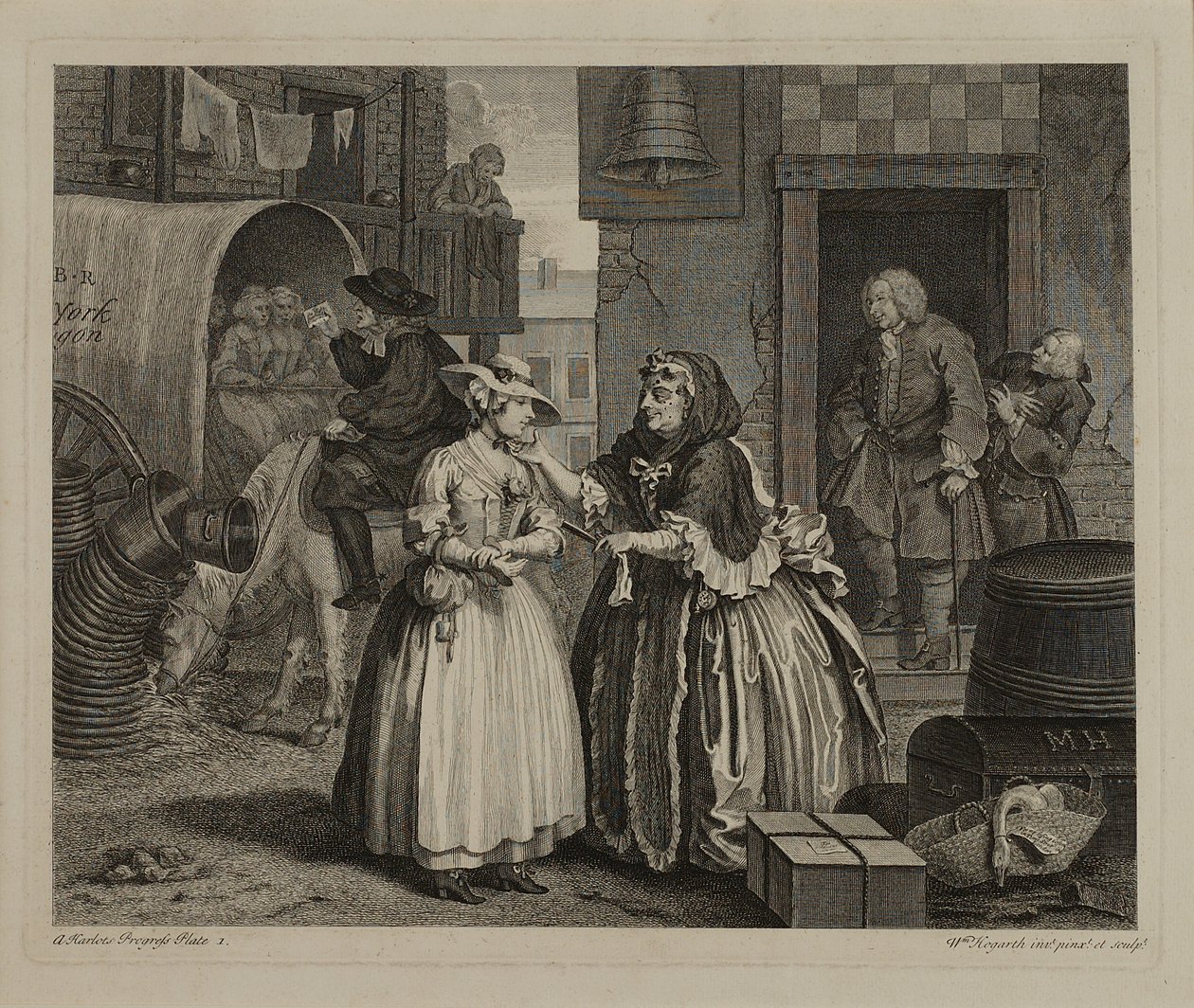 En prostituerads karriär: Plansch 1 av William Hogarth