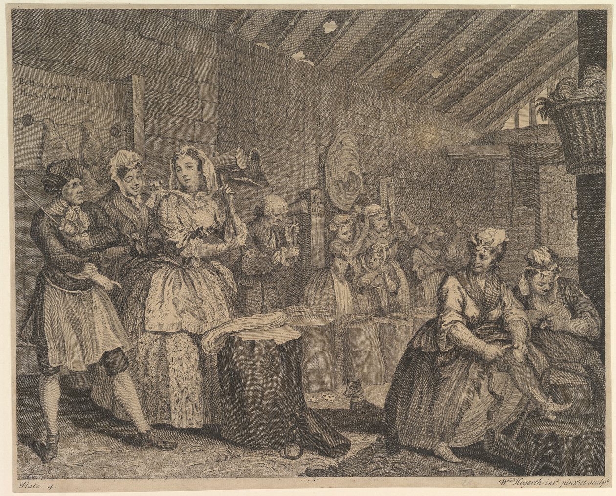 En prostituerads karriär, plansch 4 av William Hogarth