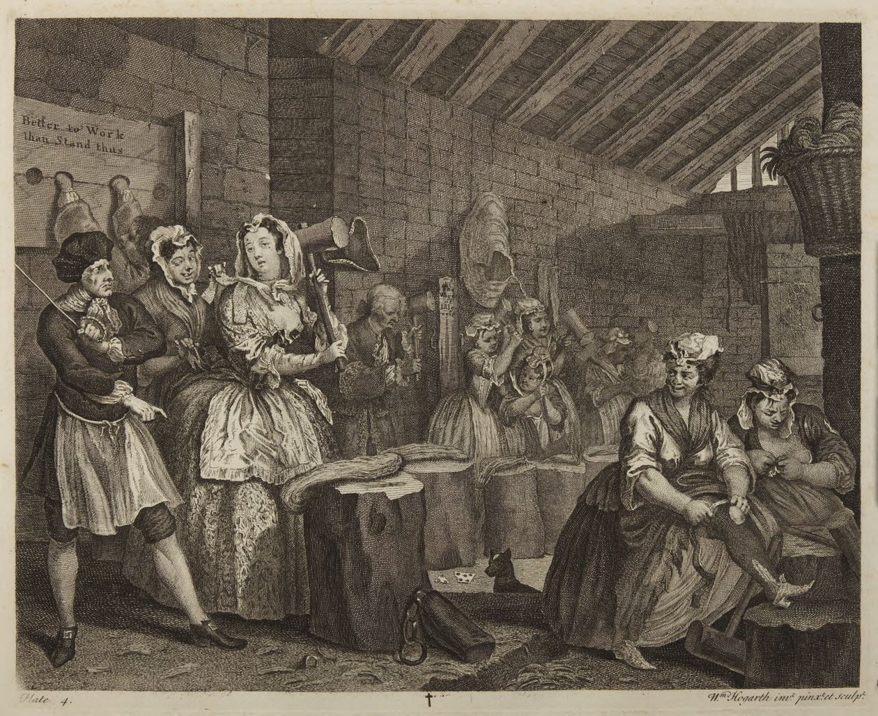 En prostituerads karriär, plansch 4 av William Hogarth