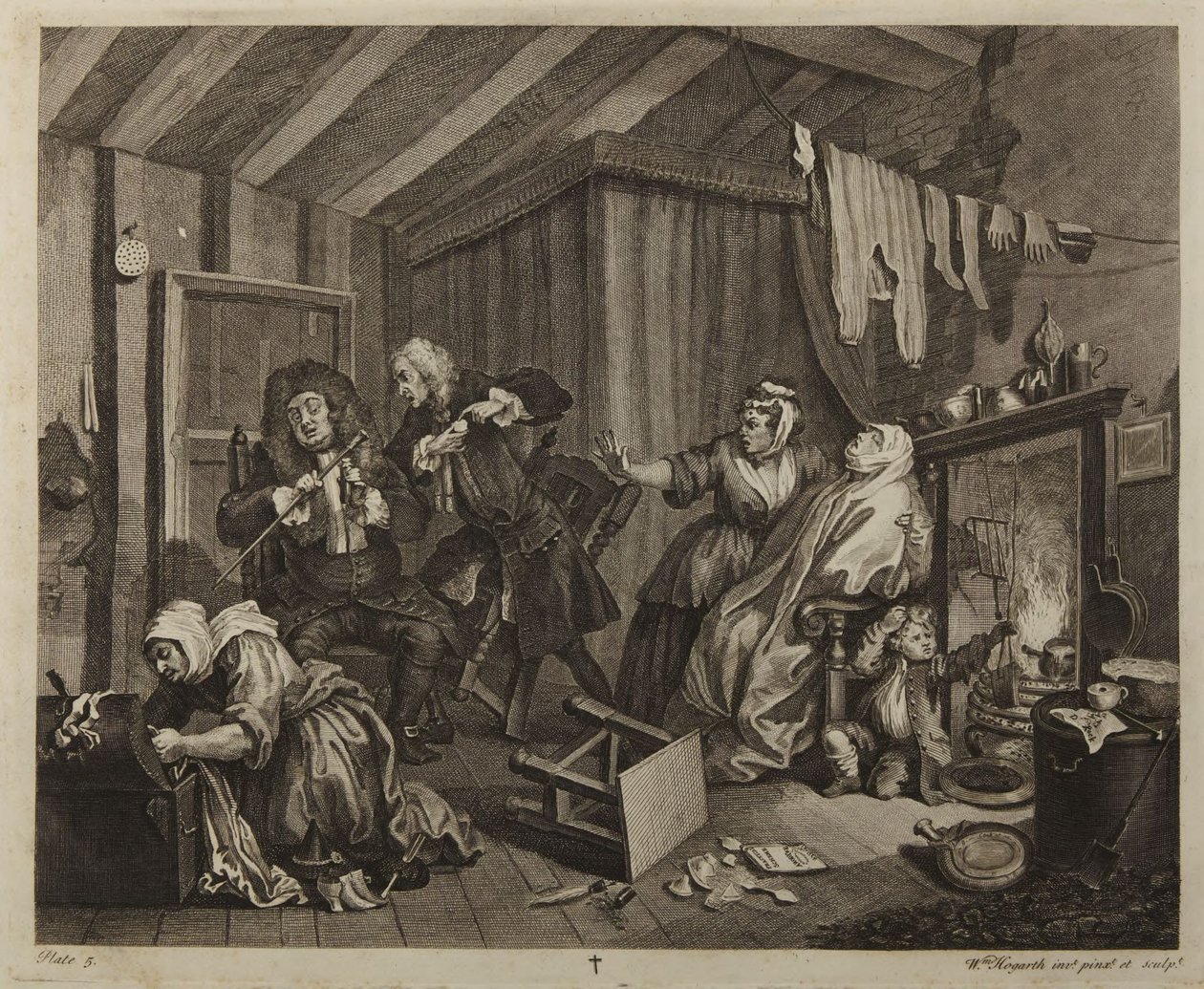 En prostituerads liv, plansch 5 av William Hogarth