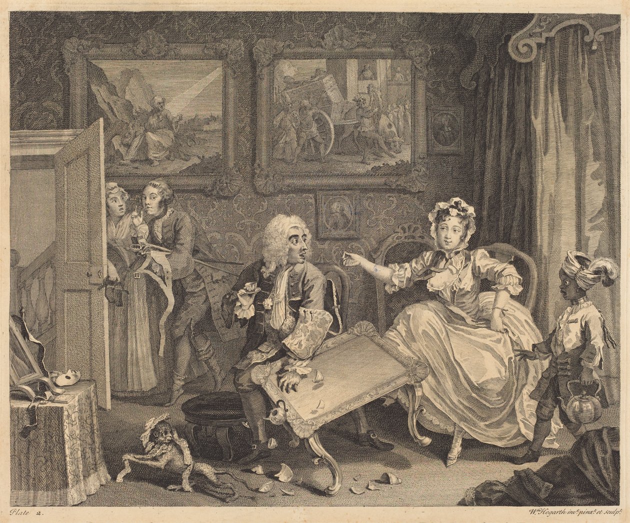 En skökas väg: pl. 2 av William Hogarth