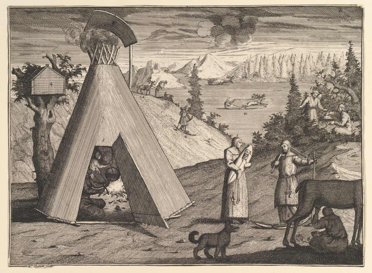 En lappkoja Aubry de La Mottrayes reser genom Europa, Asien och in i en del av..., 1723-24. av William Hogarth