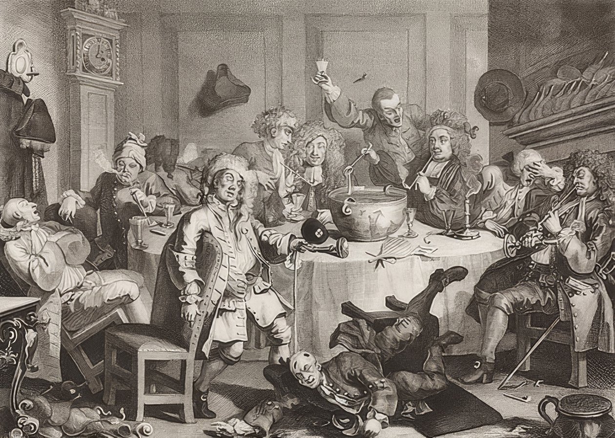 Ett modernt midnattssamtal. 1733 av William Hogarth