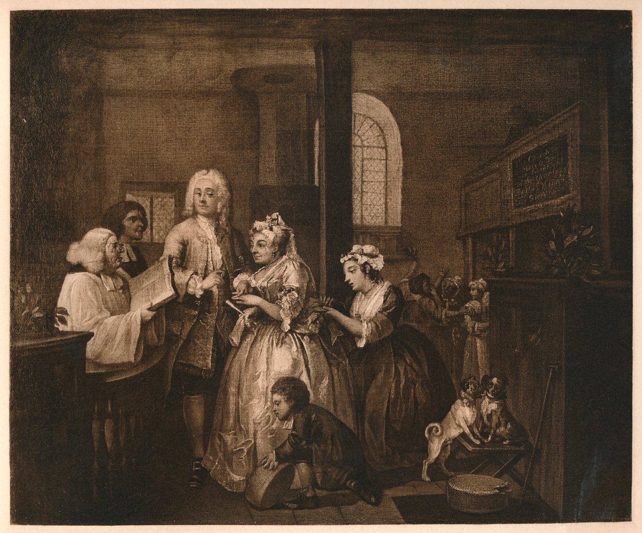 A Rakes Progress - 5: He Marries, 1733. av William Hogarth