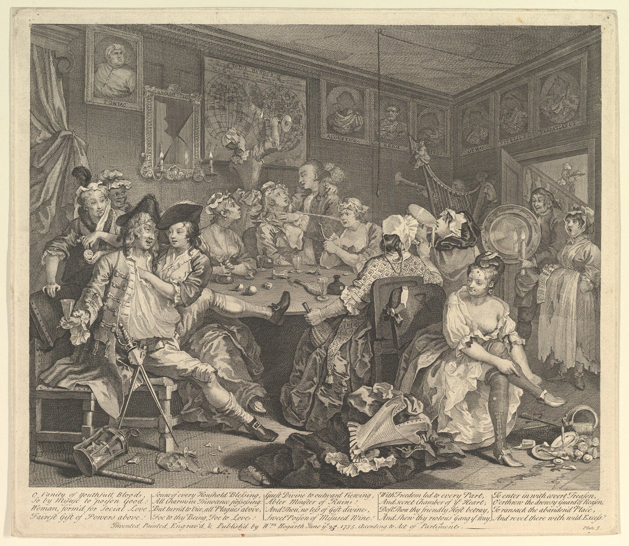 A Rakes Progress, tavla 3, 25 juni 1735. av William Hogarth