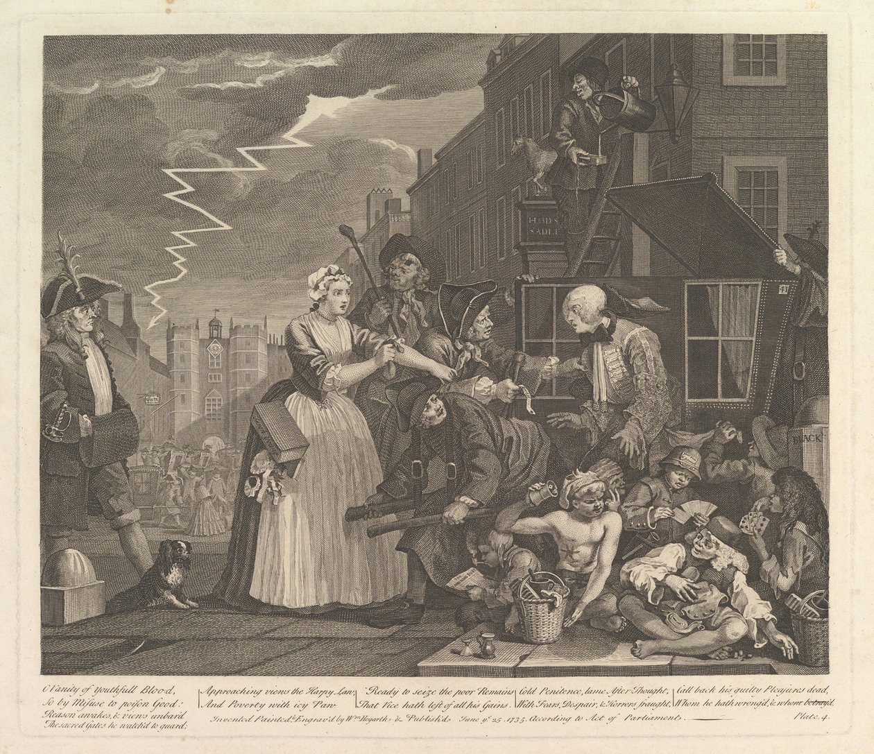 A Rakes Progress, tavla 4, 25 juni 1735. av William Hogarth