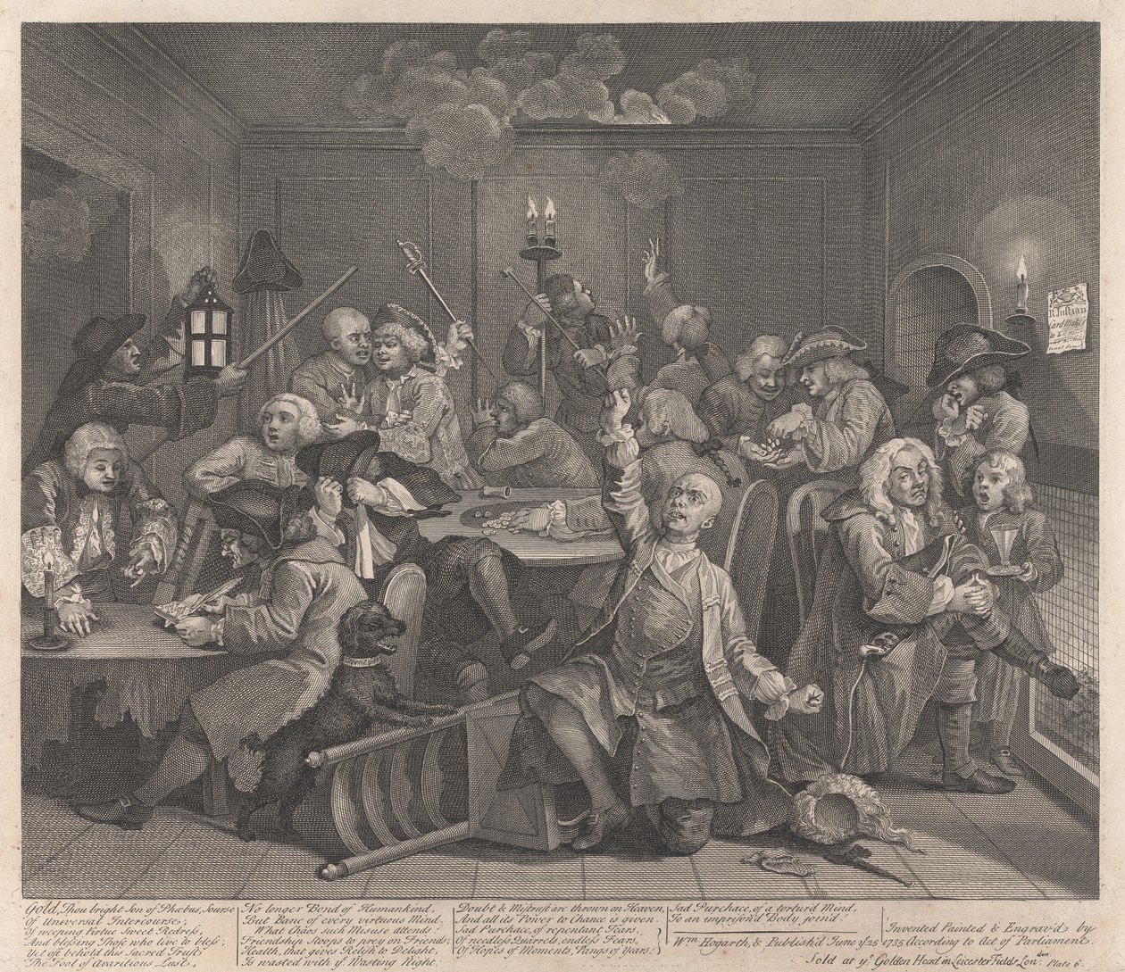 En playboys karriär, plansch 6: Han spelar av William Hogarth