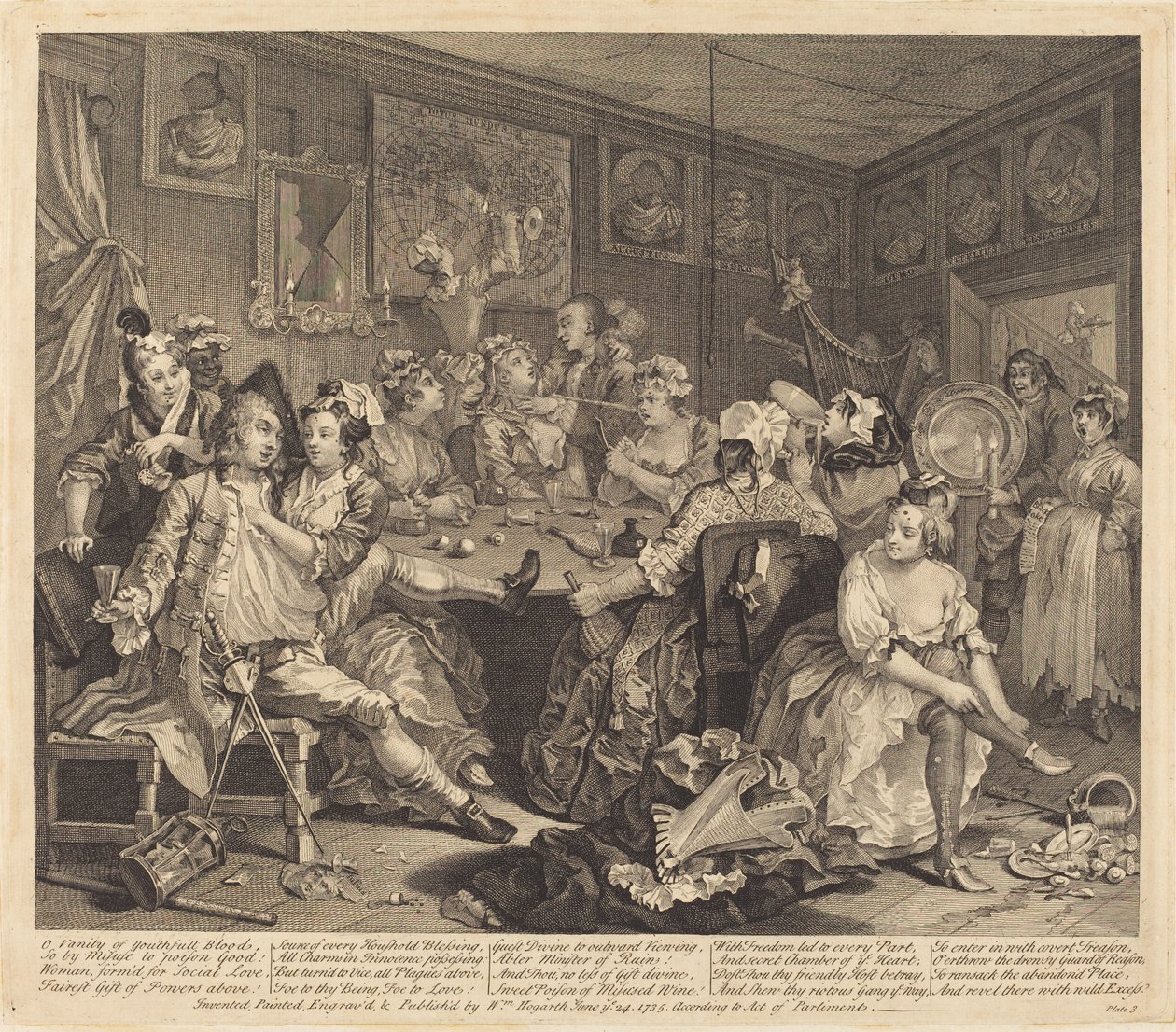 En rakes framsteg: pl.3 av William Hogarth