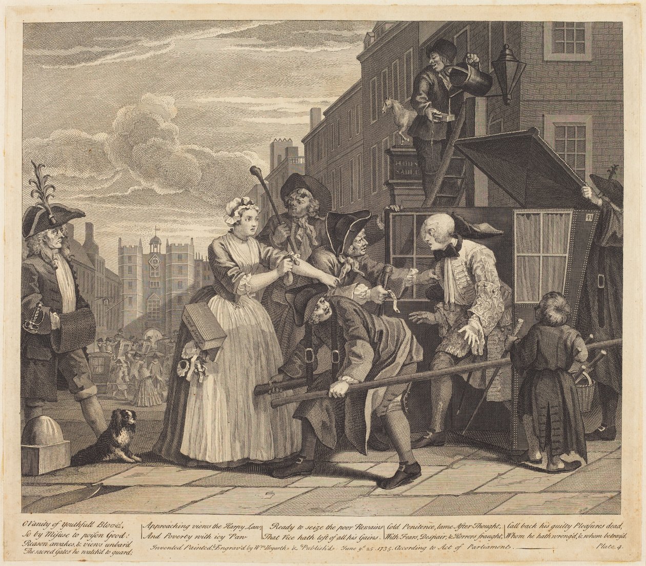 En libertins väg: pl. 4 av William Hogarth