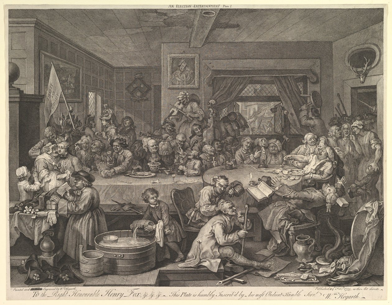 An Election Entertainment, Plate I: Four Prints of an Election, februari 1755. av William Hogarth