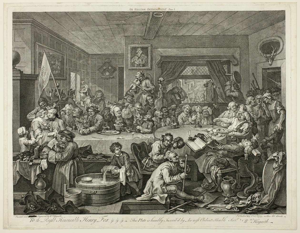 An Election Entertainment, skylt ett från Four Prints of an Election av William Hogarth