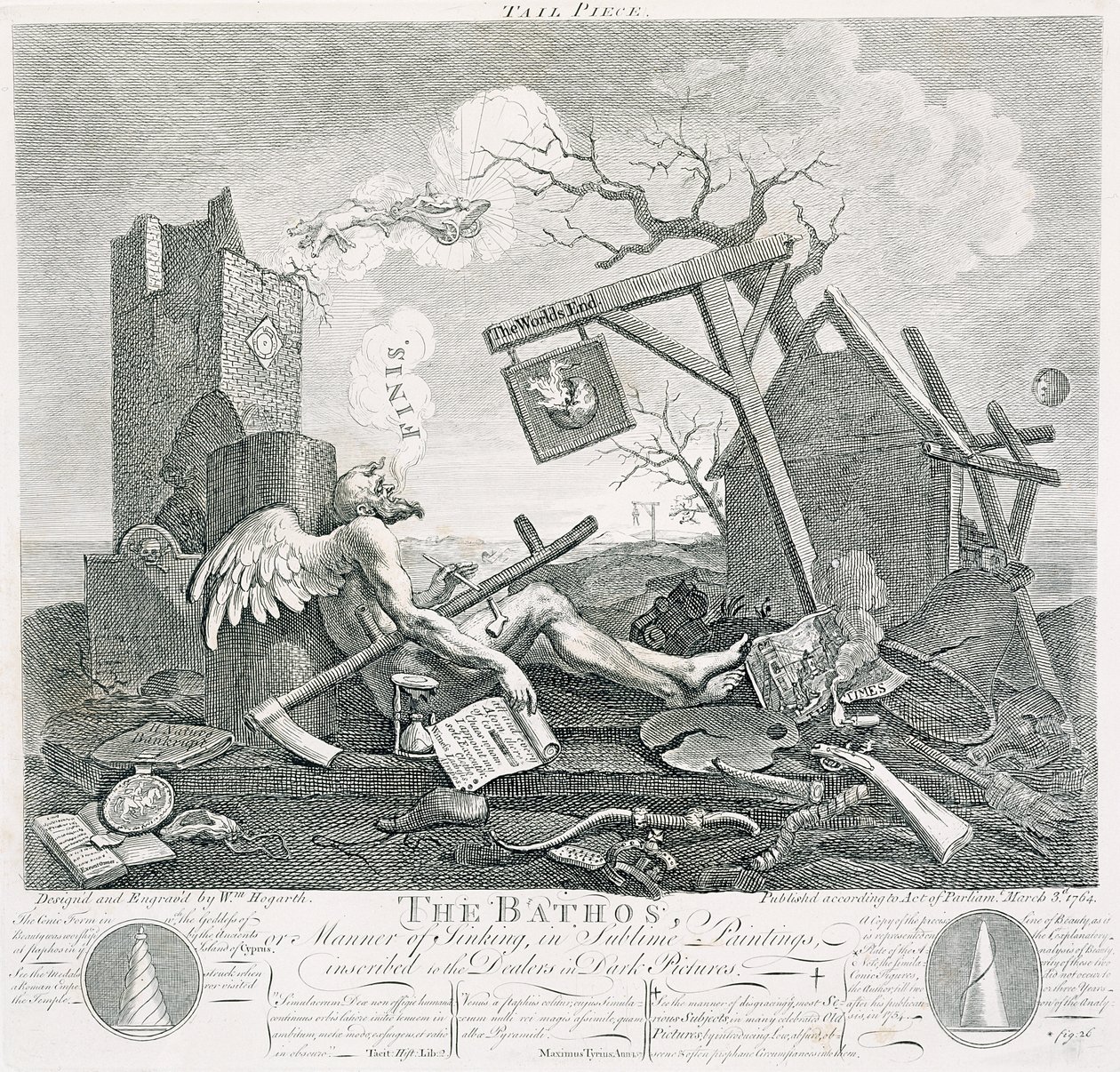 Bathos, Manner of Sinking, i sublima målningar inskrivna till återförsäljarna i mörka bilder, 1764 (etsning och gravyr) av William Hogarth