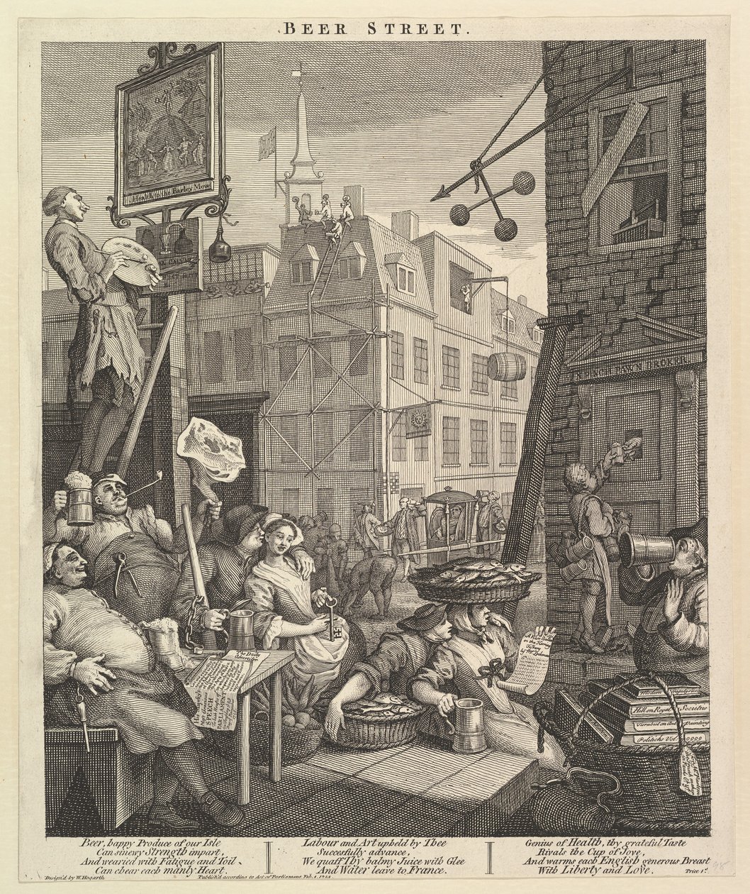 Beer Street, 4 februari 1751. av William Hogarth