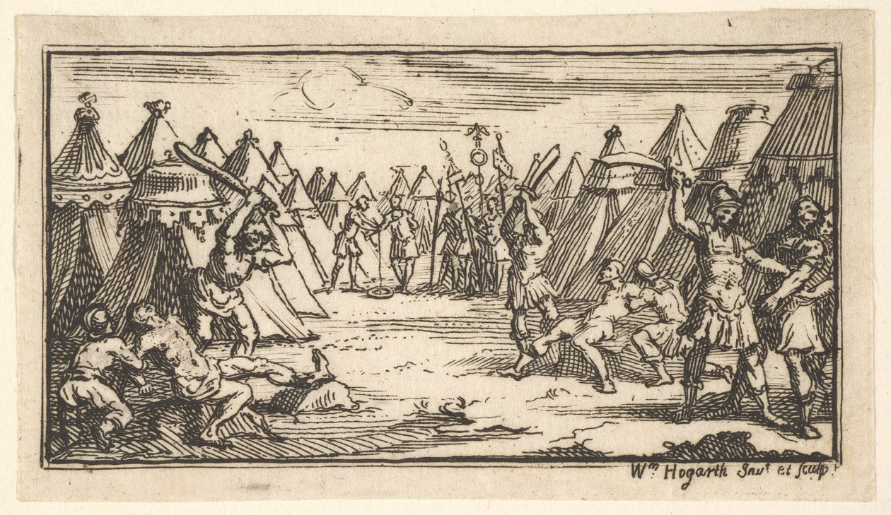 Breaking the Legs John Beaver, Roman Military Punishments, 1725, efter 1725. av William Hogarth