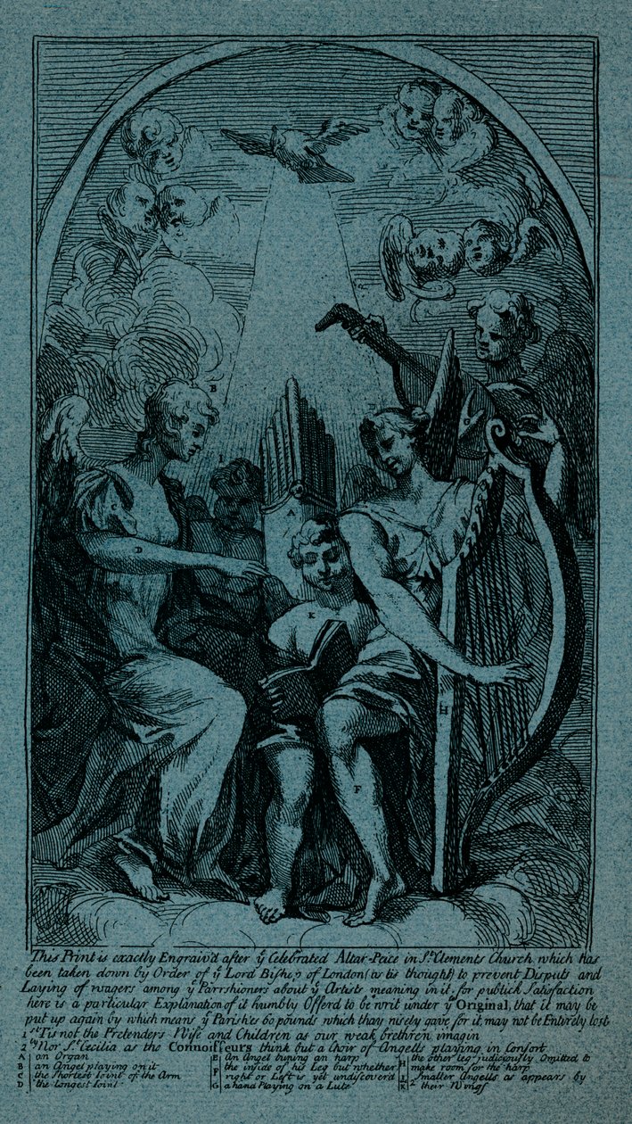 Burlesk på Kents altartavla vid St Clement Danes, c1725 av William Hogarth