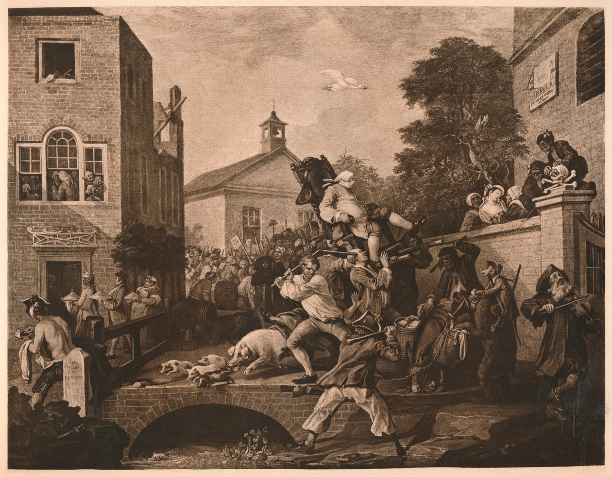 Ordförande för medlemmarna, tavla IV från The Humors of an Election, 1757 av William Hogarth