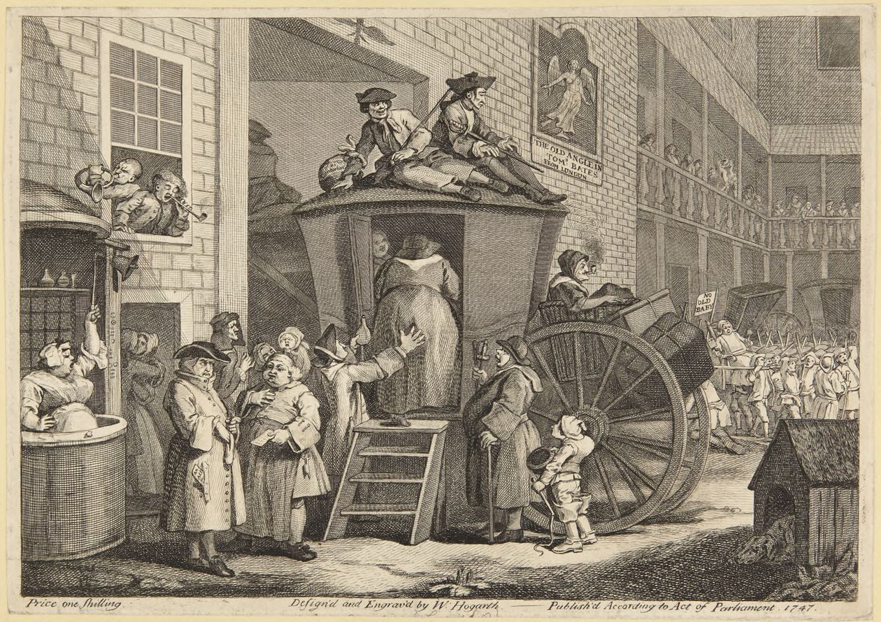 Gårdsplan vid ett värdshus på landet av William Hogarth