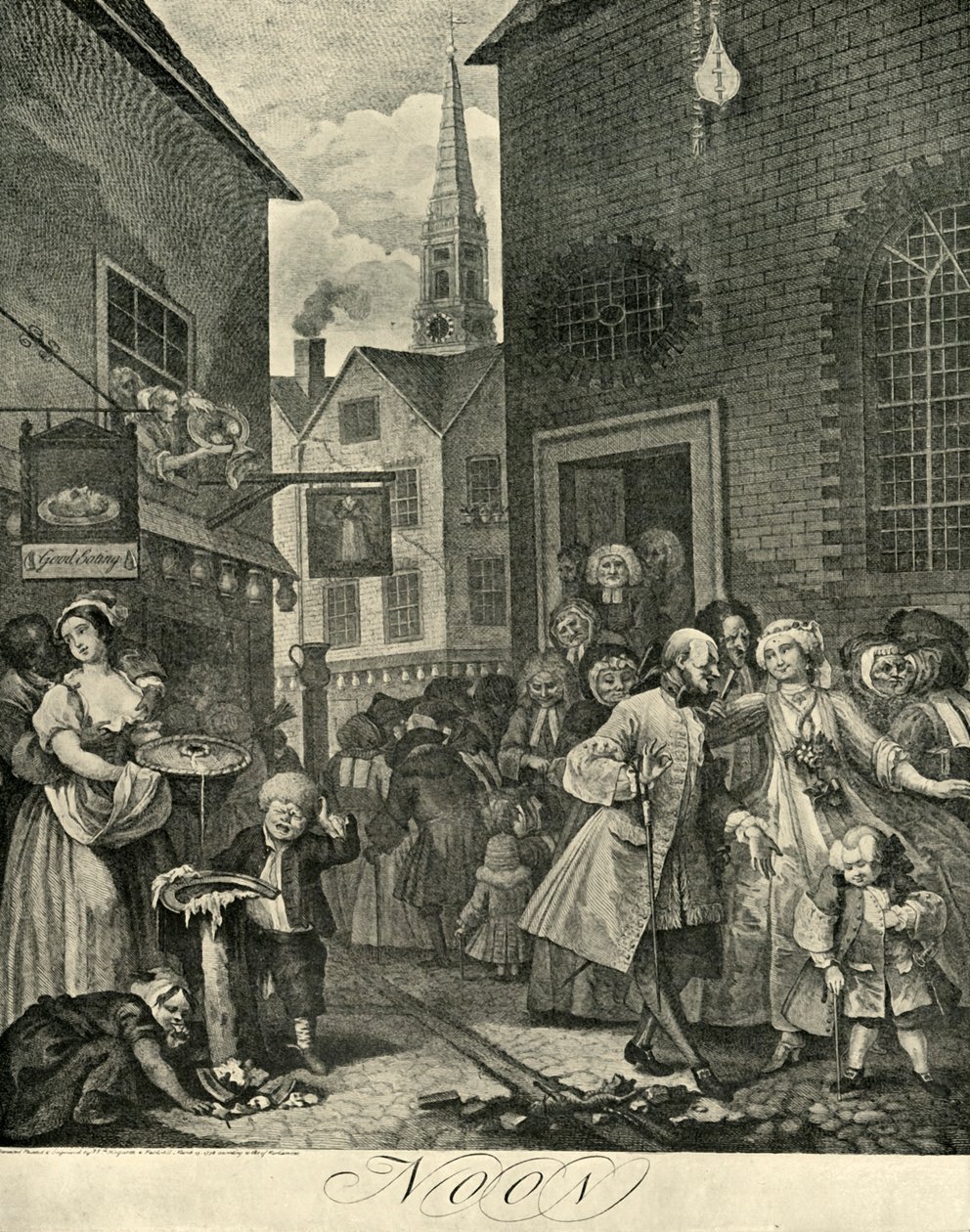 Covent Garden mitt på dagen, 1738, 1925. av William Hogarth