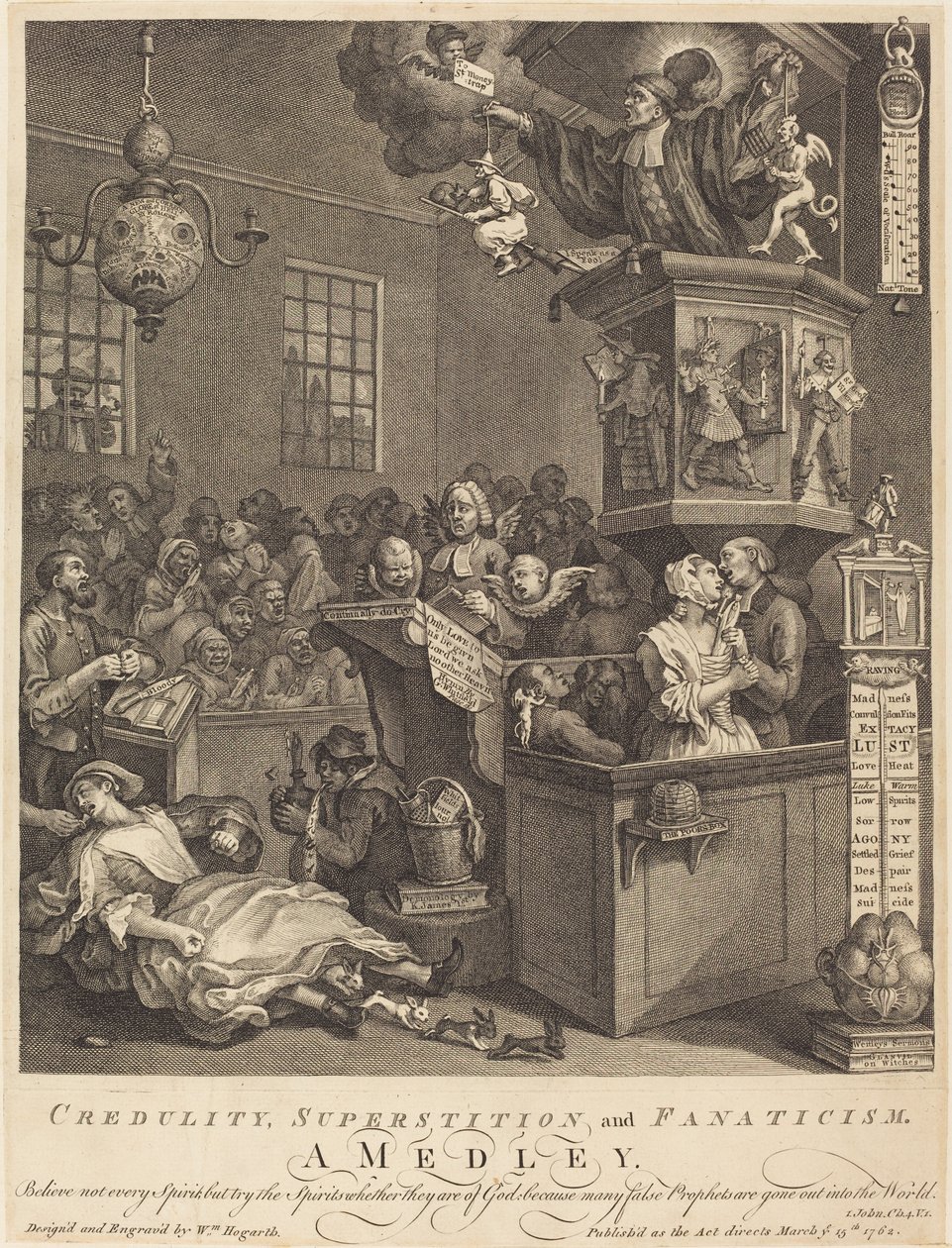 Godtrohet, vidskepelse och fanatism av William Hogarth