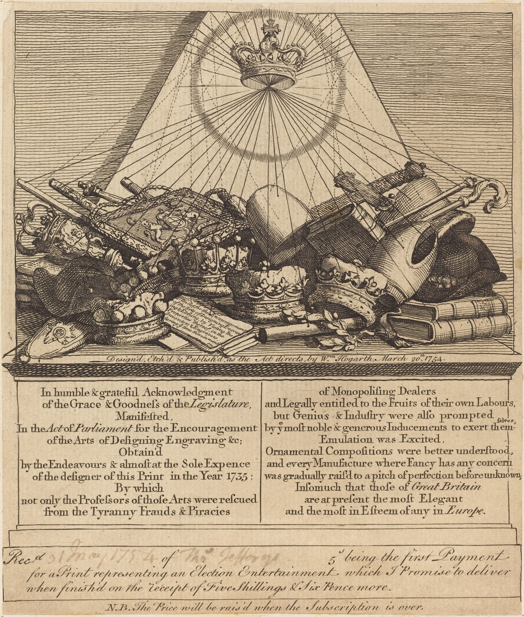 Kronor, mitrar, Maces, etc. av William Hogarth