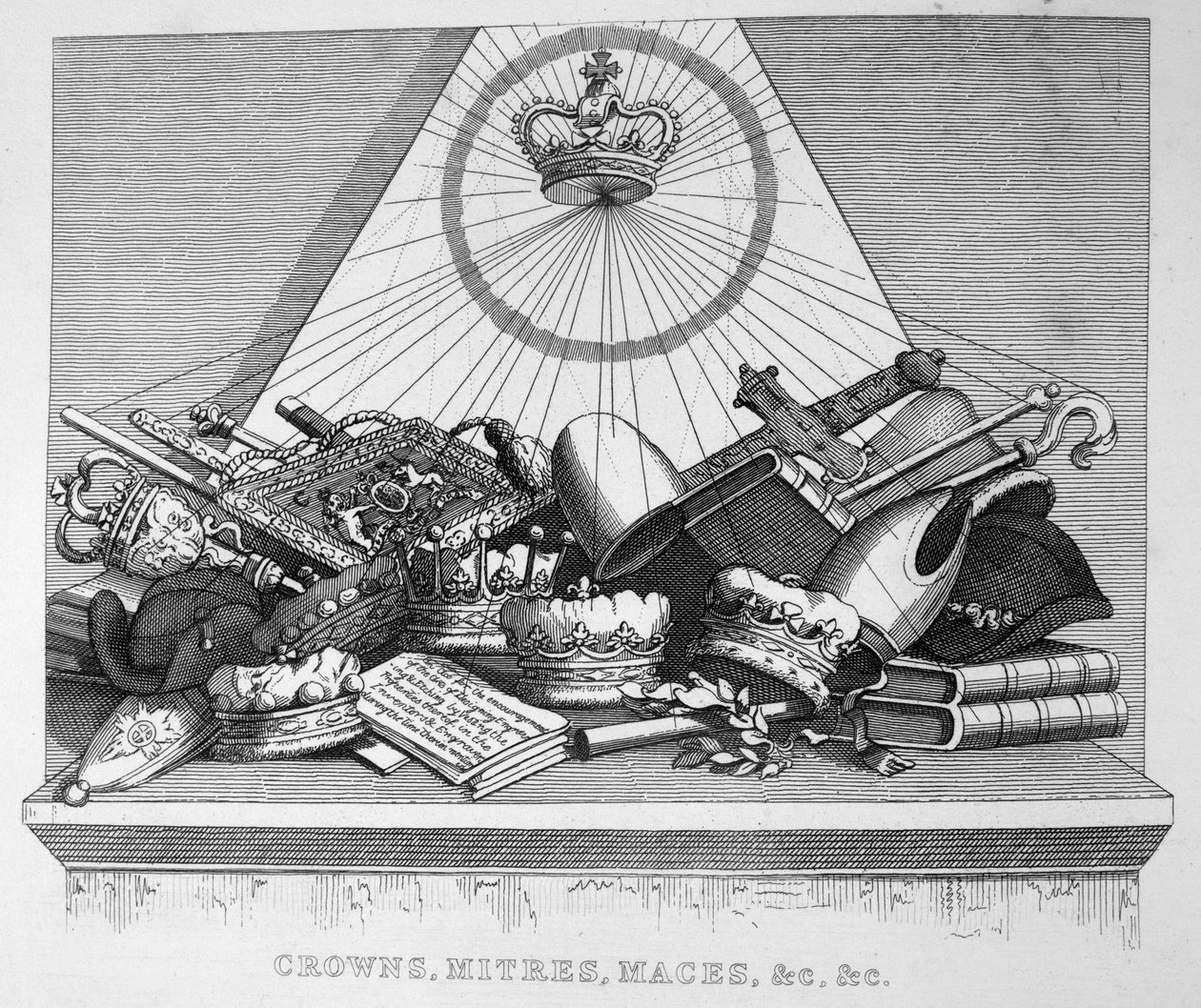 Kronor, mitrar, Maces, &c, &c, 1754 av William Hogarth
