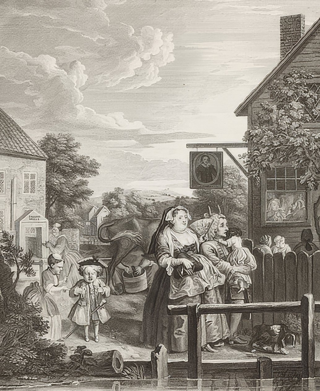 Kväll/kväll. Från: The Four Times of the Day / De fyra tiderna på dagen. 1738 av William Hogarth
