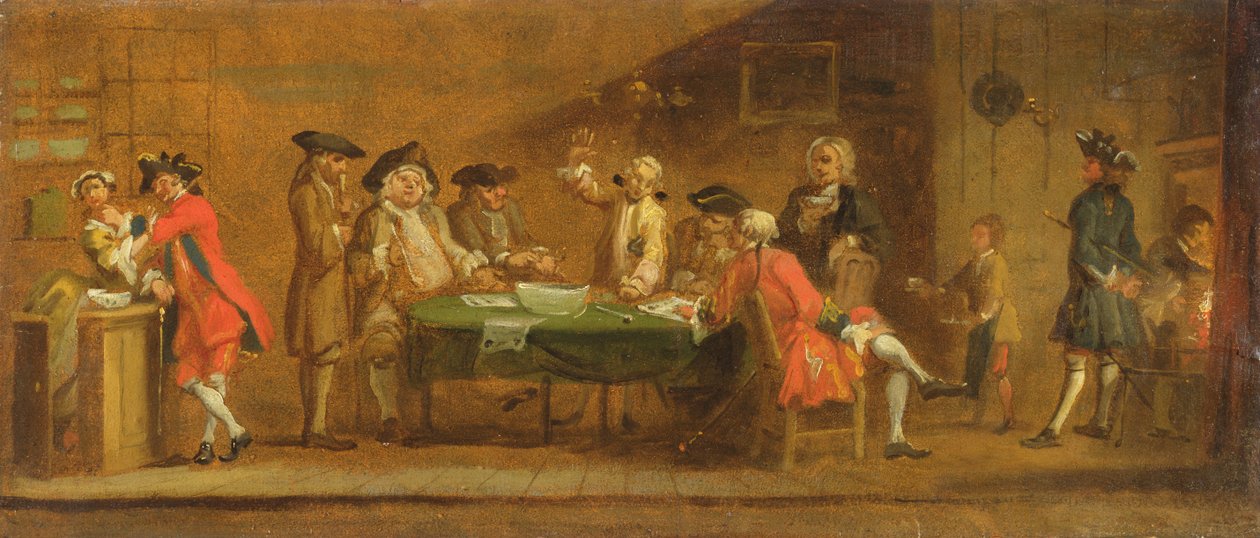 Figurer i en krog eller kaffestuga, 1720-talet av William Hogarth