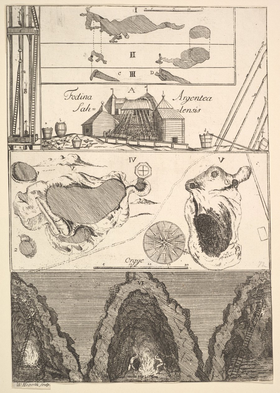 Sahlensis - En silvergruva i Sala - I från Aubry de La Mottrayes Tra..., 1723-24. av William Hogarth
