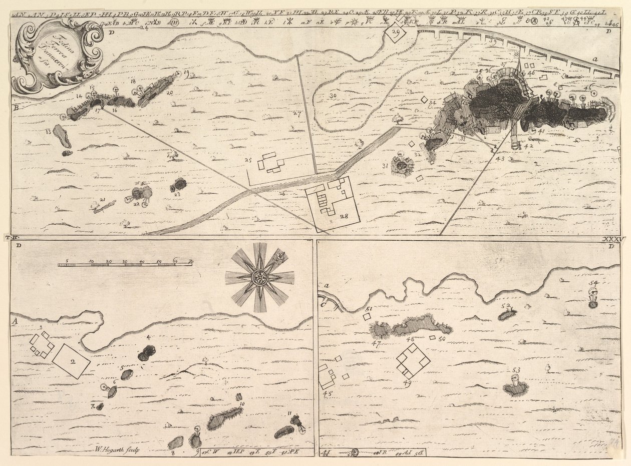 Fodina ferrea Danmorensis - En dansk järngruva Aubry de La Mottrayes reser genom..., 1723-24. av William Hogarth