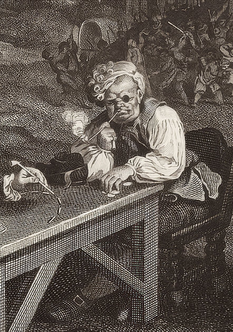 Fyra utskrifter av ett val / De allmänna valen. Blad 2: Canvassing for Votes (detalj, se även bildnummer 51281). 1757 av William Hogarth