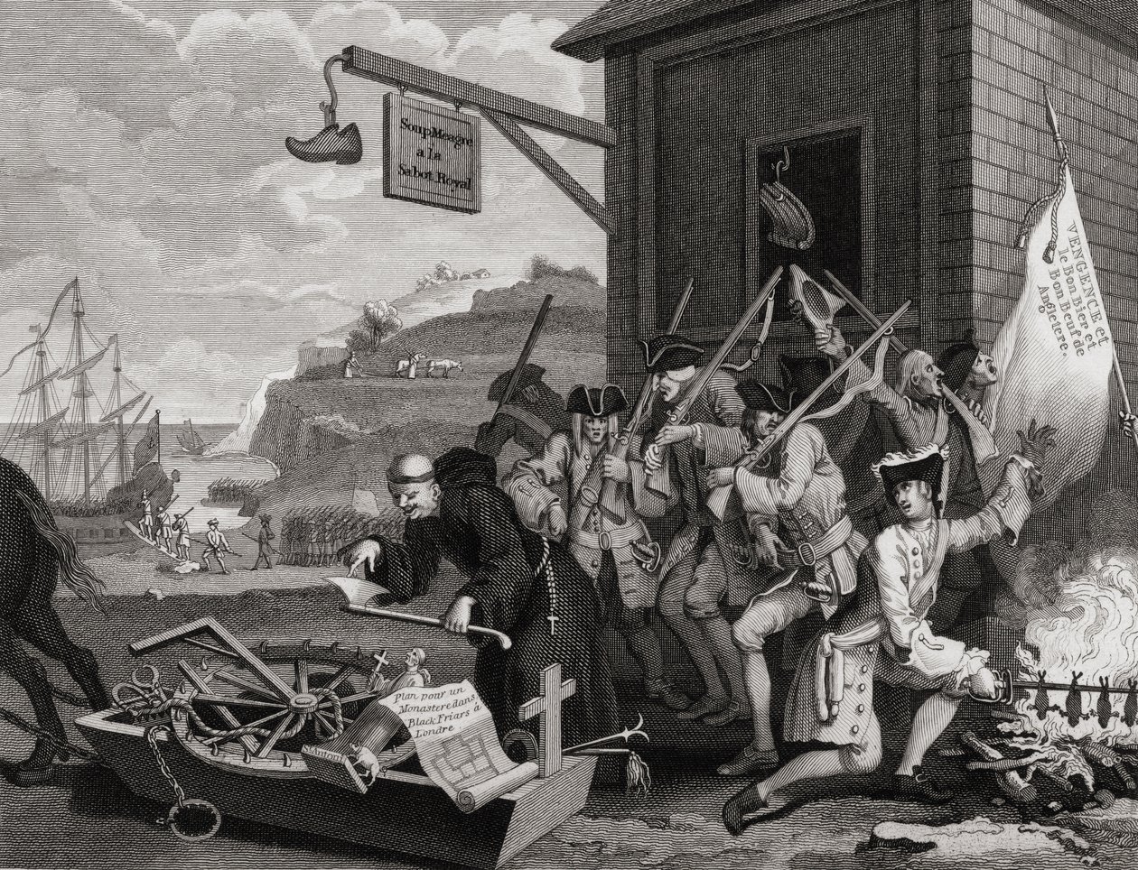 Frankrike, graverad av C. Armstrong, från "The Works of Hogarth", publicerad 1833 av William Hogarth
