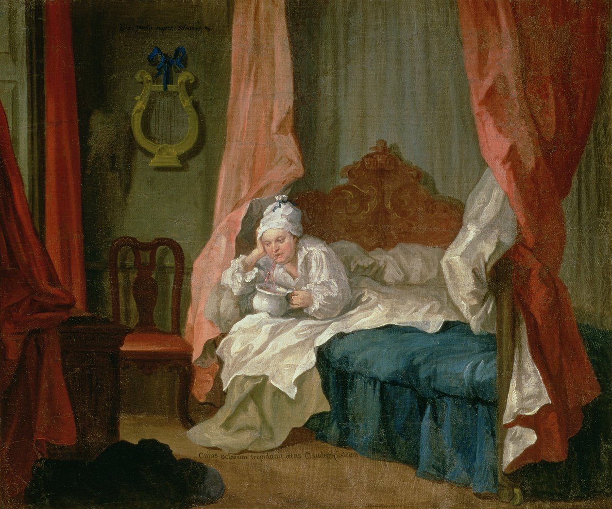 Francis Matthew Schutz i sin säng, ca 1755-60 av William Hogarth