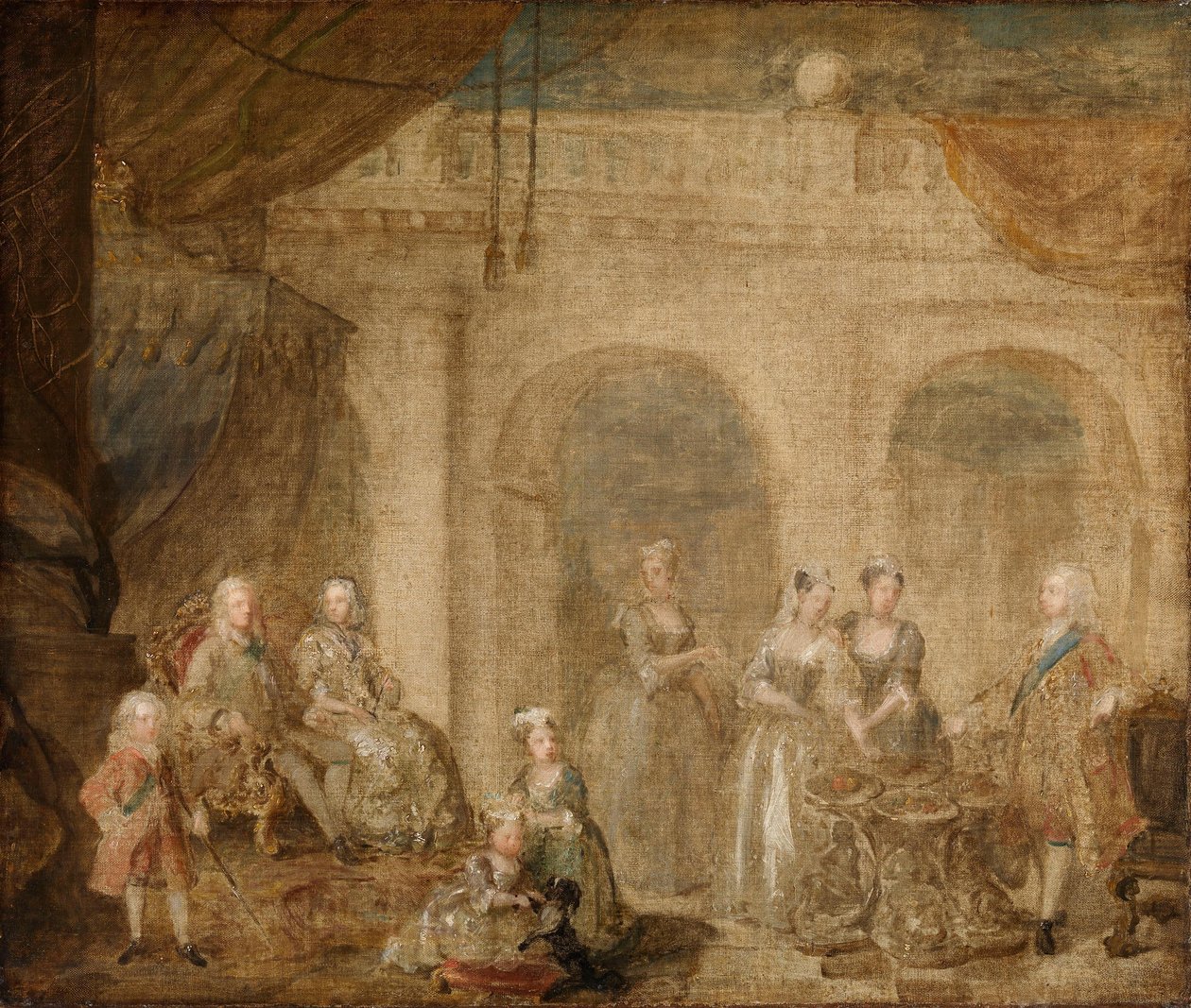 Georg II, kung av England, och hans familj av William Hogarth