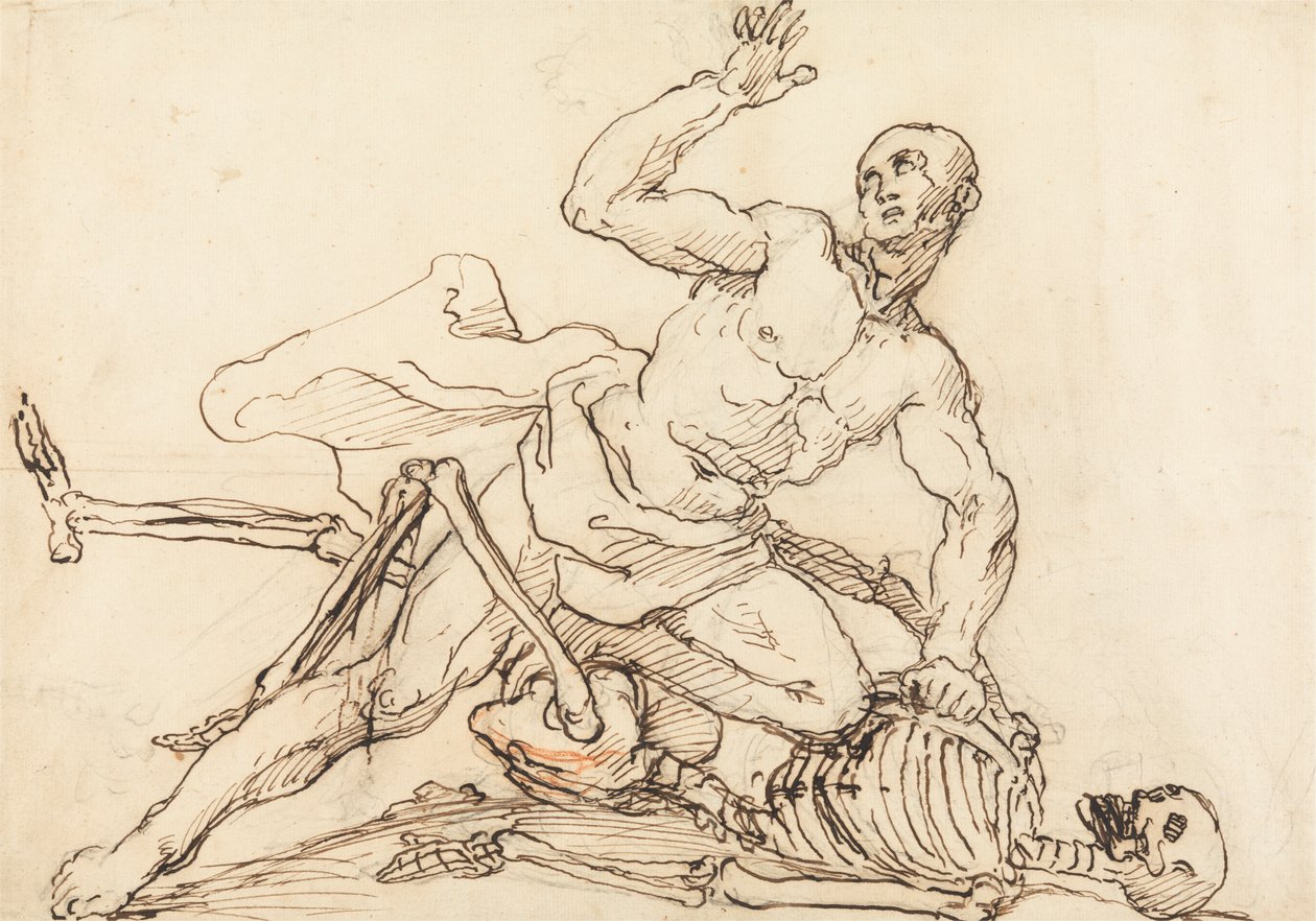 George Taylors epitafium: George Taylor bryter dödens revben av William Hogarth