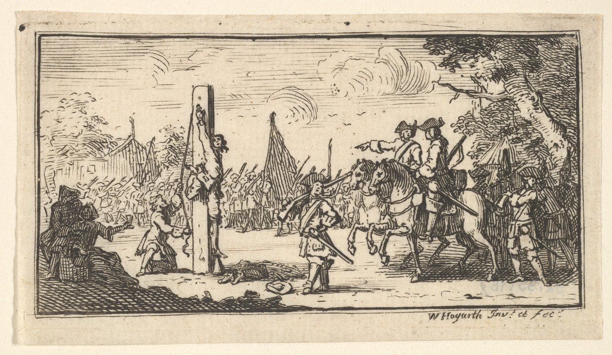 Hängande vid tummarna Moderna militära straff, efter 1725. av William Hogarth
