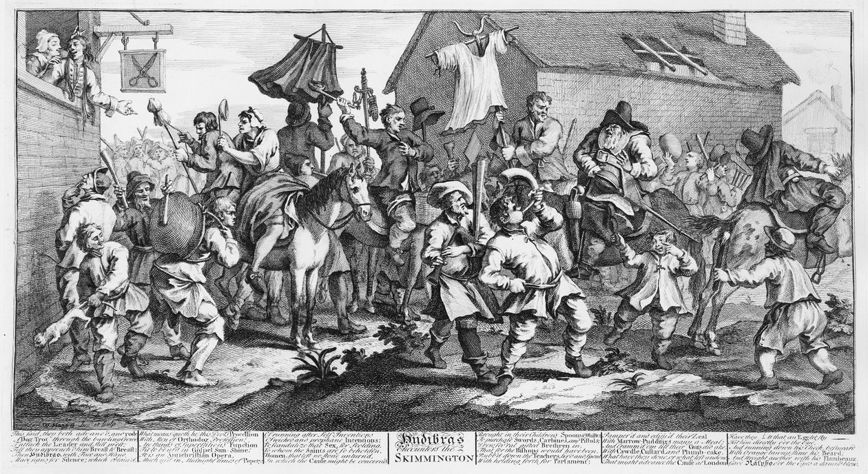 Hudibras Encounters the Skimmington, från "Hudibras", av Samuel Butler, 1726 av William Hogarth