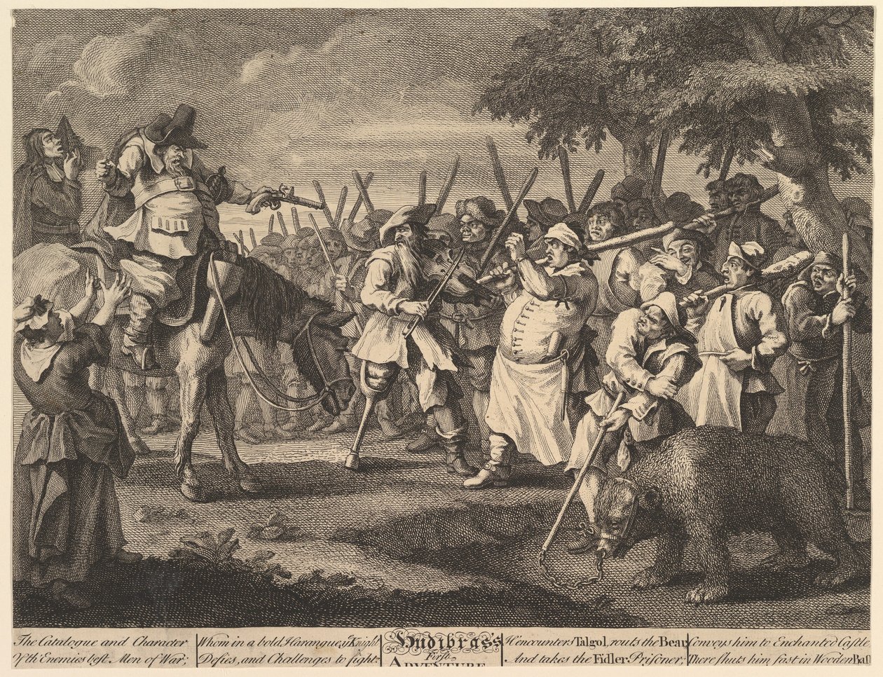Hudibras första äventyr tolv stora illustrationer för Samuel Butlers Hudi..., februari 1725-26. av William Hogarth