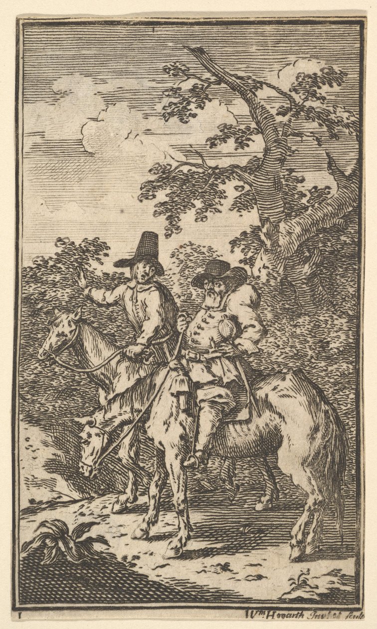 Hudibras Sallying Forth Sjutton små illustrationer för Samuel Butlers Hudibras, nr..., 1721-26. av William Hogarth