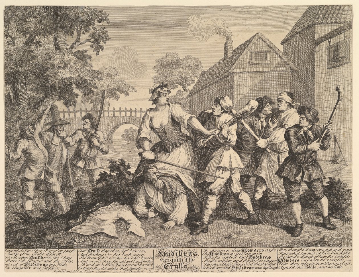 Hudibras besegrad av Trulla Tolv stora illustrationer för Samuel Butlers ..., februari 1725-26. av William Hogarth